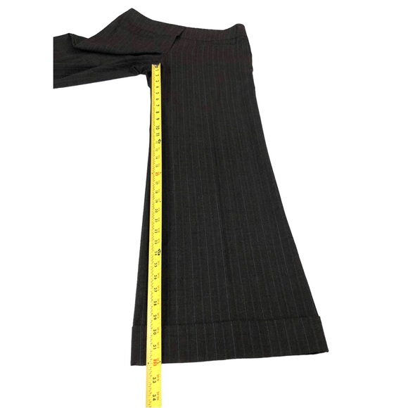 Trina Turk size 4 Dark Gray & Turquoise Pinstripe Wide Leg Pants - Picture 13 of 14